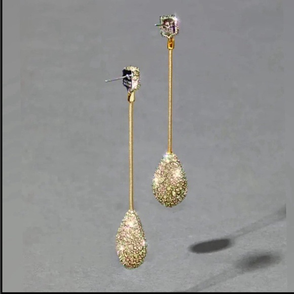 ALEXIS BITTAR • Gold Long Pavé
Crystal Teardrop Drop Snake Chain
Earrings - Picture 8 of 9